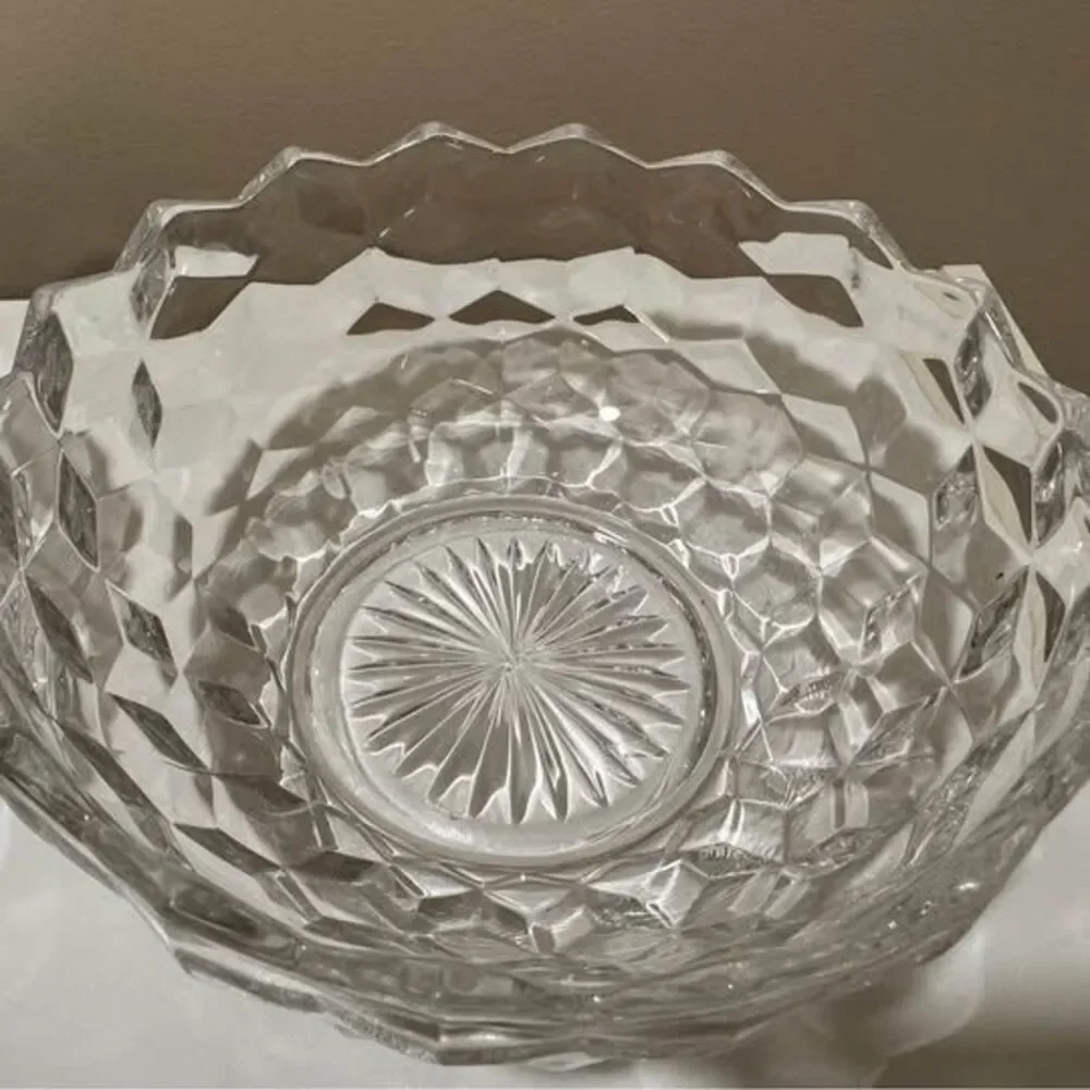 ONE Medium Diamond Cut Glass Bowl (1 of 2)